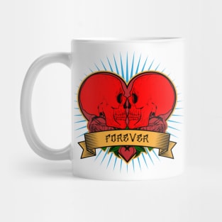 Skulls Heart & Roses of Eternal Love Mug